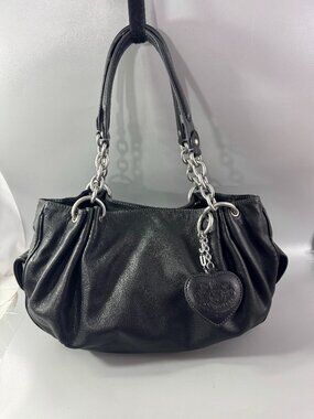 JUICE COUTURE Black Leather Shoulder Bag